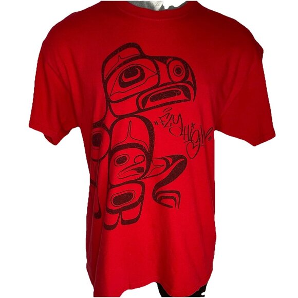 I Am Eagle Artwork T Shirt sz L Justien Sanoa Bird First Nations Native Canada - Picture 1 of 11
